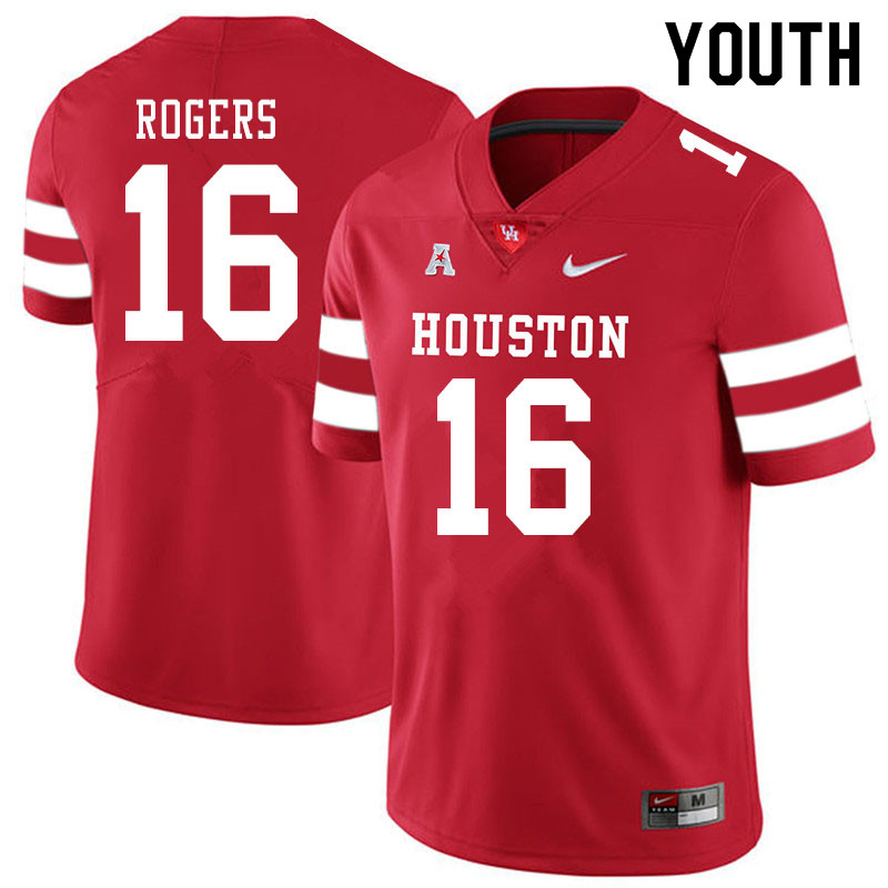 Youth #16 Jayce Rogers Houston Cougars College Football Jerseys Sale-Red - Click Image to Close